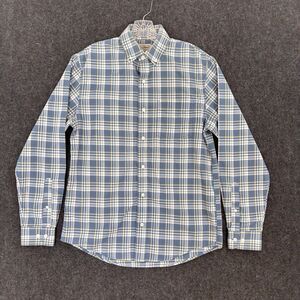 LL Bean Shirt Men's Small Blue Plaid Button Down Traditional Fit Cotton Pocket